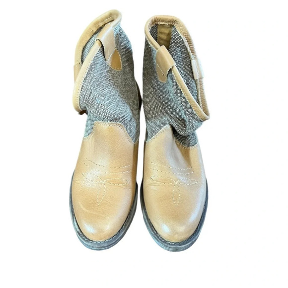 Coolway Cowgirl Ankle Bootie Leather/Canvas Camel color Sz36EU 5.5US Spain made - Picture 2 of 8